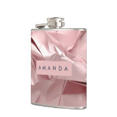 Personalisiert Blush Pink Metallic Abstrakt Flachmann (Links)