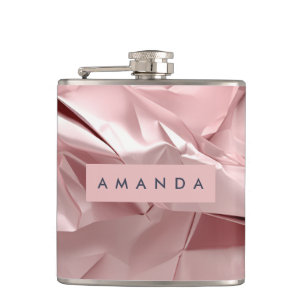 Personalisiert Blush Pink Metallic Abstrakt Flachmann