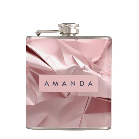 Personalisiert Blush Pink Metallic Abstrakt Flachmann (Vorderseite)