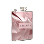 Personalisiert Blush Pink Metallic Abstrakt Flachmann (Rechts)