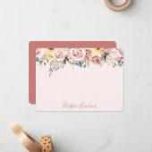 Personalisiert Blush Pink Moderne Aquarellblume N Mitteilungskarte (Vorderseite/Rückseite Beispiel)