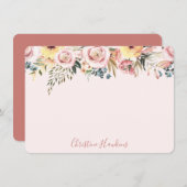 Personalisiert Blush Pink Moderne Aquarellblume N Mitteilungskarte (Vorne/Hinten)