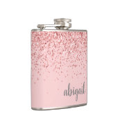 Personalisiert Blush-Pink-Monogramm des Girl-Glitz Flachmann (Rechts)