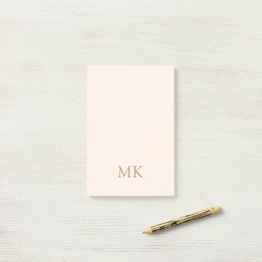 Personalisiert Blush Pink-Monogramm-Initialen Post-it Klebezettel (Auf Schreibtisch)