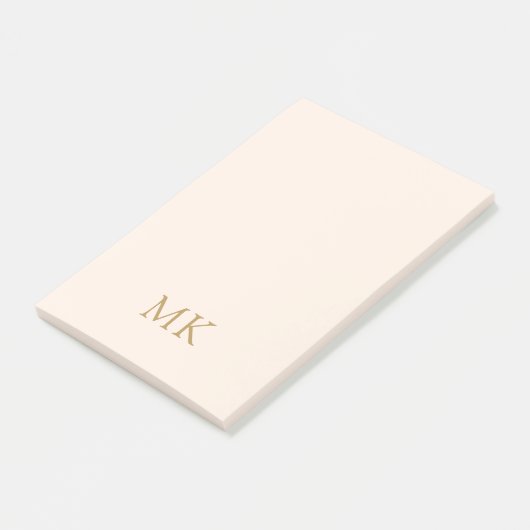 Personalisiert Blush Pink-Monogramm-Initialen Post-it Klebezettel (angewinkelt)