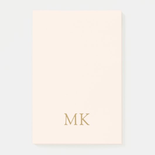 Personalisiert Blush Pink-Monogramm-Initialen Post-it Klebezettel (Vorderseite)