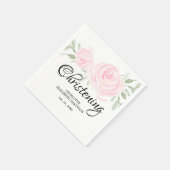Personalisiert Blush Pink Rose Christening Serviette (Ecke)
