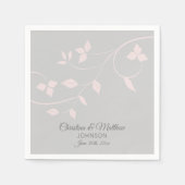 Personalisiert Blush Pink Rose & Gray (Grau) Hochz Serviette (Vorderseite)