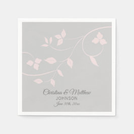 Personalisiert Blush Pink Rose & Gray (Grau) Hochz Serviette