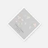 Personalisiert Blush Pink Rose & Gray (Grau) Hochz Serviette (Ecke)