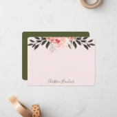 Personalisiert Blush Pink Wasserfarbe Moderne Vege Mitteilungskarte (Vorderseite/Rückseite Beispiel)