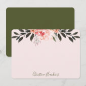 Personalisiert Blush Pink Wasserfarbe Moderne Vege Mitteilungskarte (Vorne/Hinten)