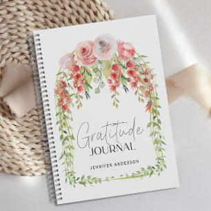 Personalisiert Blush Red Floral Dankbarkeit Journa Notizblock