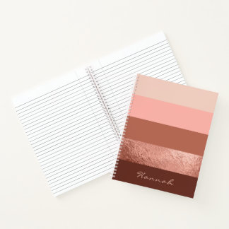 Personalisiert Blush Rose Goldene, schicke Streife Notizblock
