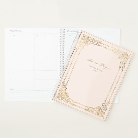 Personalisiert Blush Verzierter Goldrahmen Script  Planer (Anzeige)