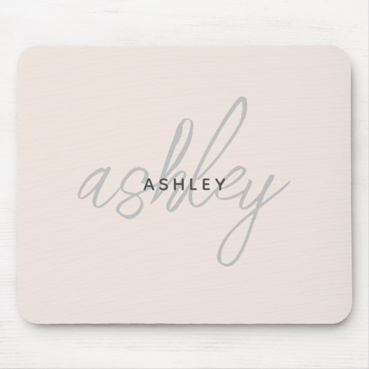 Personalisiert Blütenrosa Monogramm Mousepad (Vorne)
