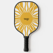 Personalisiert Boho Abstrakt Sun Rays | Retro Pickleball Schläger (Rückseite)