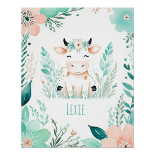 Personalisiert Boho Baby Poster - Calf Design