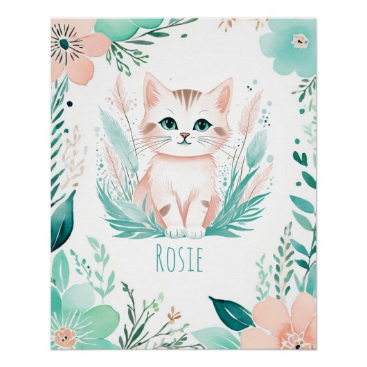 Personalisiert Boho Baby Poster - Kitten Design (Vorderseite)