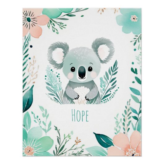 Personalisiert Boho Baby Poster - Koala Design (Vorderseite)