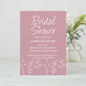 Personalisiert Boho Blush Pink Floral Brautparty Einladung (Stehend Vorderseite)