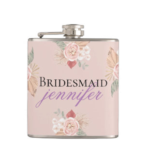 Personalisiert Boho Boho Floral Herzflasenfarbe Flachmann