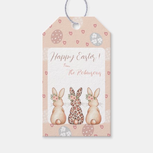 Personalisiert Boho Bunny Ostern Geschenkanhänger (Vorderseite)