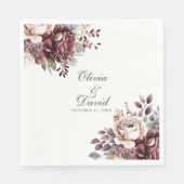 Personalisiert Boho Burgundy Floral Wedding Serviette (Vorderseite)