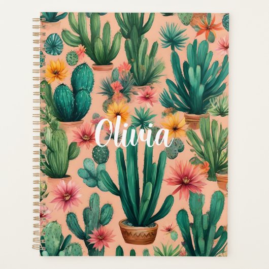 Personalisiert Boho Cactus Art Print Planer (Vorderseite)