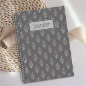 Personalisiert Boho Dark Gray Leaf Journal Notizblock