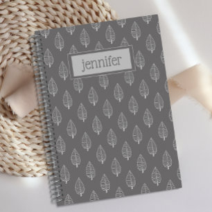 Personalisiert Boho Dark Gray Leaf Journal Notizblock