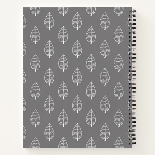 Personalisiert Boho Dark Gray Leaf Journal Notizblock (Rückseite)