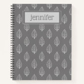 Personalisiert Boho Dark Gray Leaf Journal Notizblock (Vorderseite)