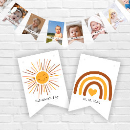 Personalisiert Boho Erster Geburtstag Monatliches  Wimpelkette