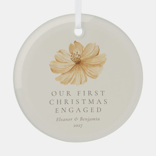 Personalisiert Boho Floral Erster WeihnachtsWeihna Ornament Aus Glas (Vorderseite)