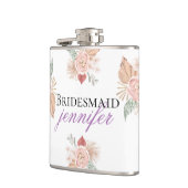 Personalisiert Boho Floral Heart White Flachmann (Links)