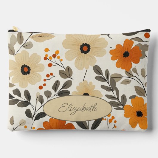 Personalisiert Boho Floral Pattern Zubehörtasche (Vorderseite)