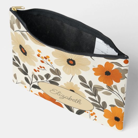 Personalisiert Boho Floral Pattern Zubehörtasche (Offen)