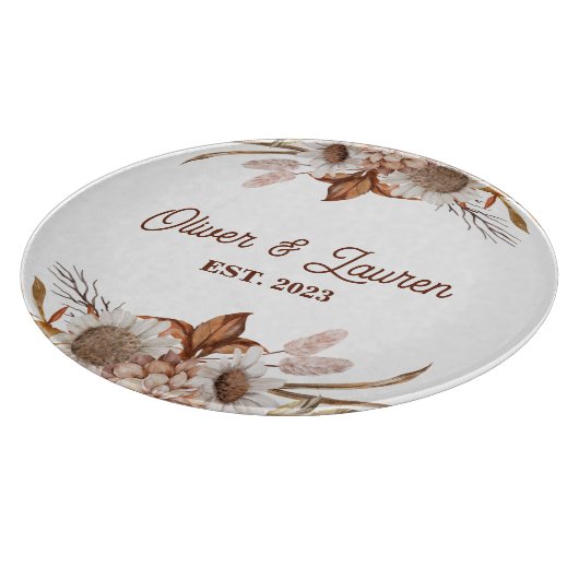 Personalisiert Boho Floral Schneidebrett (Ecke)