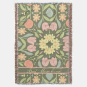 Personalisiert Boho Floral Woven Throw Blanket Decke (Vorderseite Vertikal)