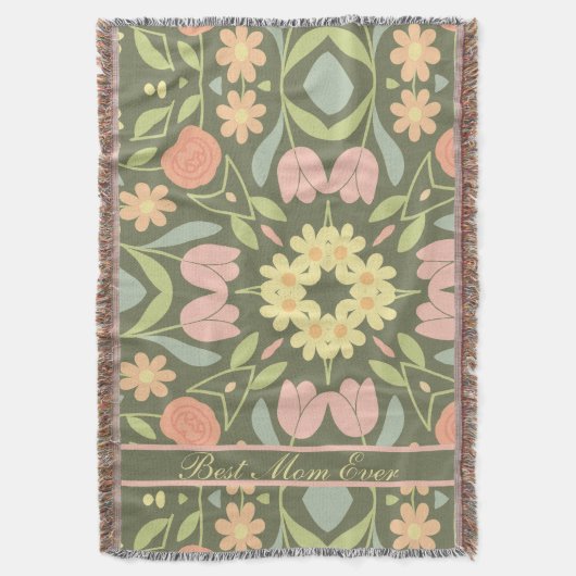 Personalisiert Boho Floral Woven Throw Blanket Decke (Vorderseite Vertikal)