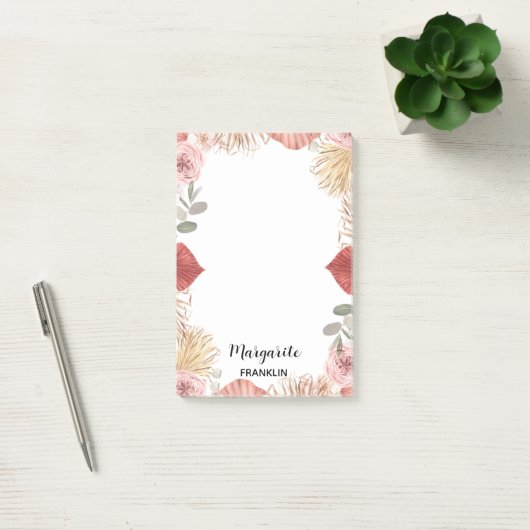 Personalisiert Boho Florals Zuhause Post-it Klebezettel (Büro)