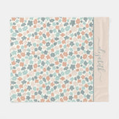 Personalisiert Boho Green Peach Pink Floral Fleecedecke (Vorderseite (Horizontal))