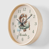 Personalisiert Boho Green Teddy Bear Uhr (Winkel)