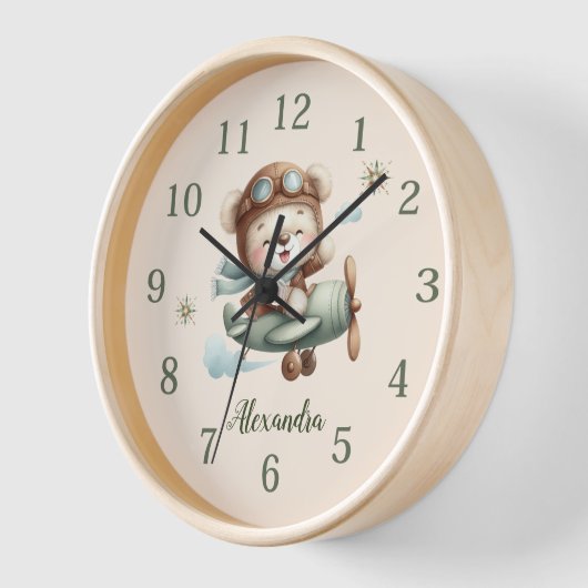 Personalisiert Boho Green Teddy Bear Uhr (Winkel)
