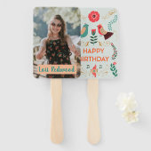 Personalisiert Boho Happy Birthday Fan Faces Fächer (Vorne und Hinten)