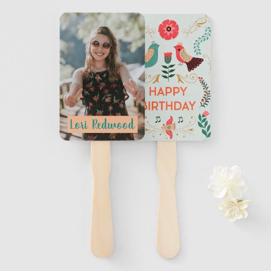 Personalisiert Boho Happy Birthday Fan Faces Fächer (Vorne und Hinten)