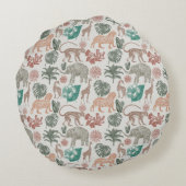 Personalisiert Boho Jungle Safari Rundes Kissen (Rückseite)