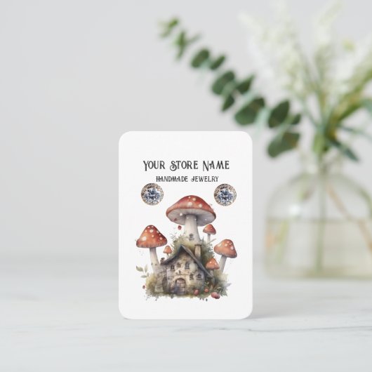Personalisiert Boho Mushroom Juwelier Display Visitenkarte (Stehend Vorderseite)