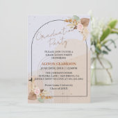 Personalisiert Boho Pampas Grass Graduation Party Einladung (Stehend Vorderseite)